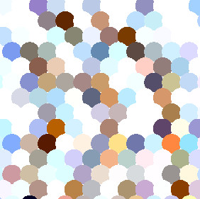 Enlarged, unblurred surface detail of Falcon, showing individual colors.