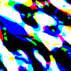 Enlarged, unblurred surface detail of The Starry Night @r30, showing individual colors.